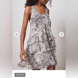 Mint Velvet layered ruffle Snake Print Dress . Worn 1x and dry cleaned. A++